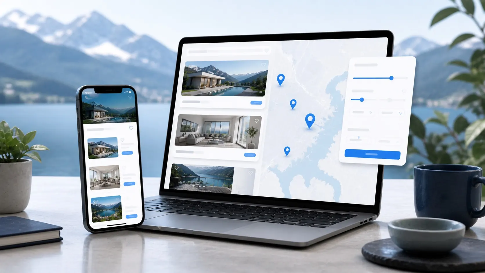Site immobilier responsive avec carte interactive et fiches de biens